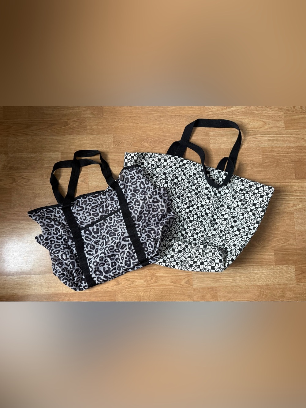 wild fable Black & White Patterned Tote Duo - Floral & Leopard Prints